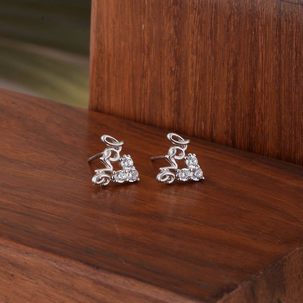 925 Sterling Silver Love Necklace And Earring Set : SRWJS9