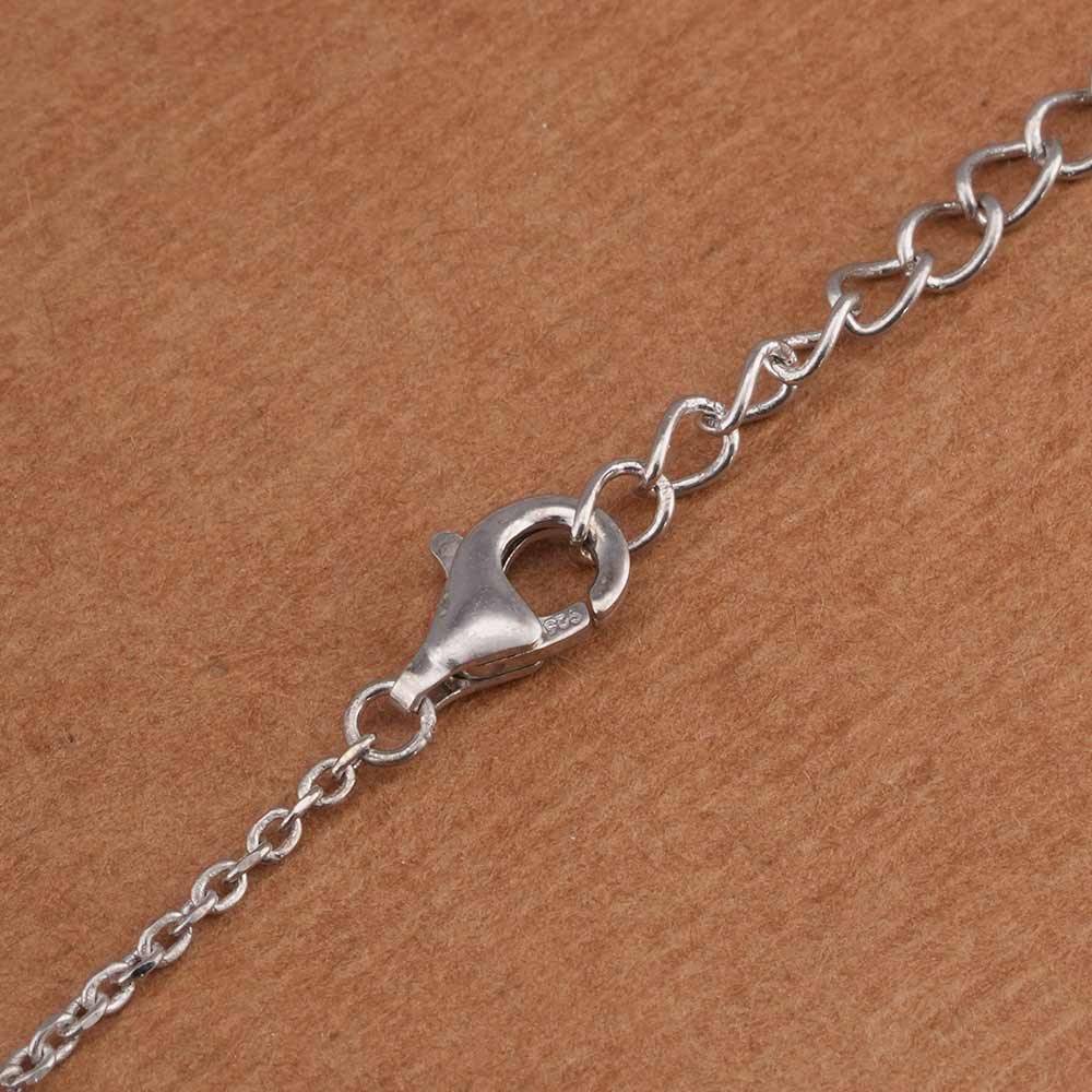 925 Sterling Silver Rectangular Crystal Pendant Necklace : SRWNC10