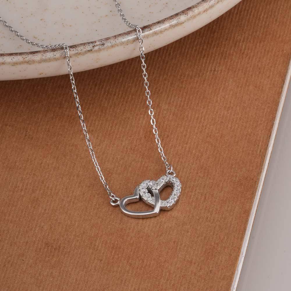 925 Sterling Silver Linked Heart Necklace : SRWNC12