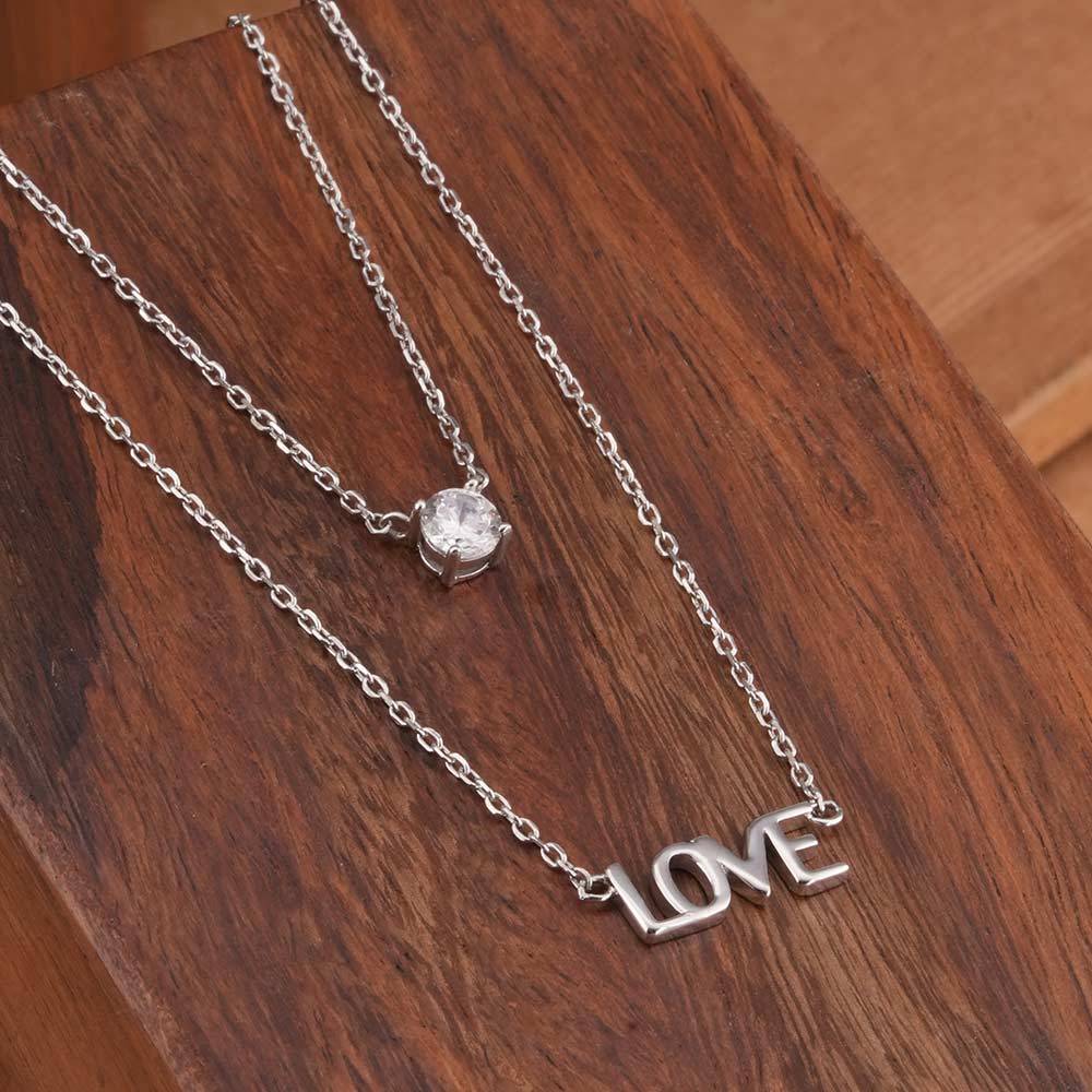925 Sterling Silver Layered Love Necklace : SRWNC17