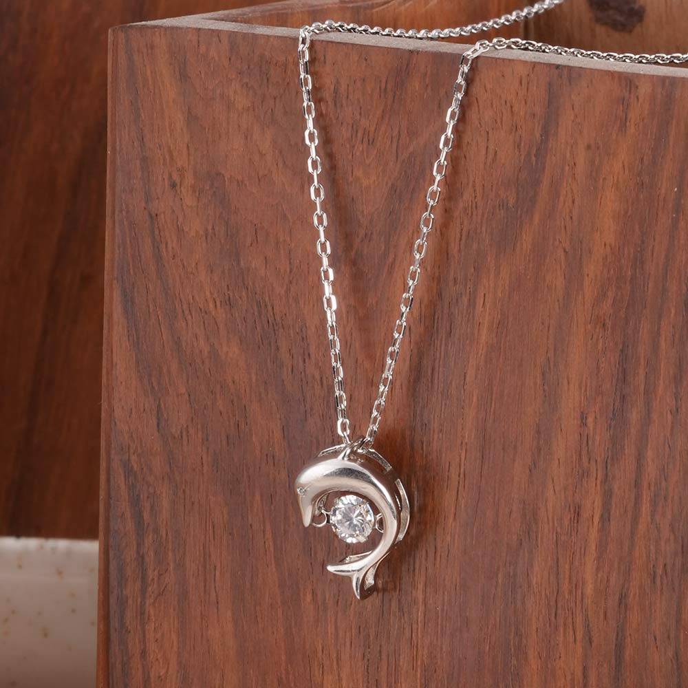 925 Sterling Silver Crystal Dolphin Necklace : SRWNC18