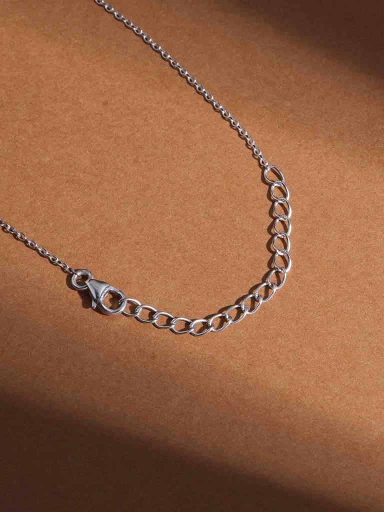 925 Sterling Silver Dainty Moon Necklace : SRWNC19