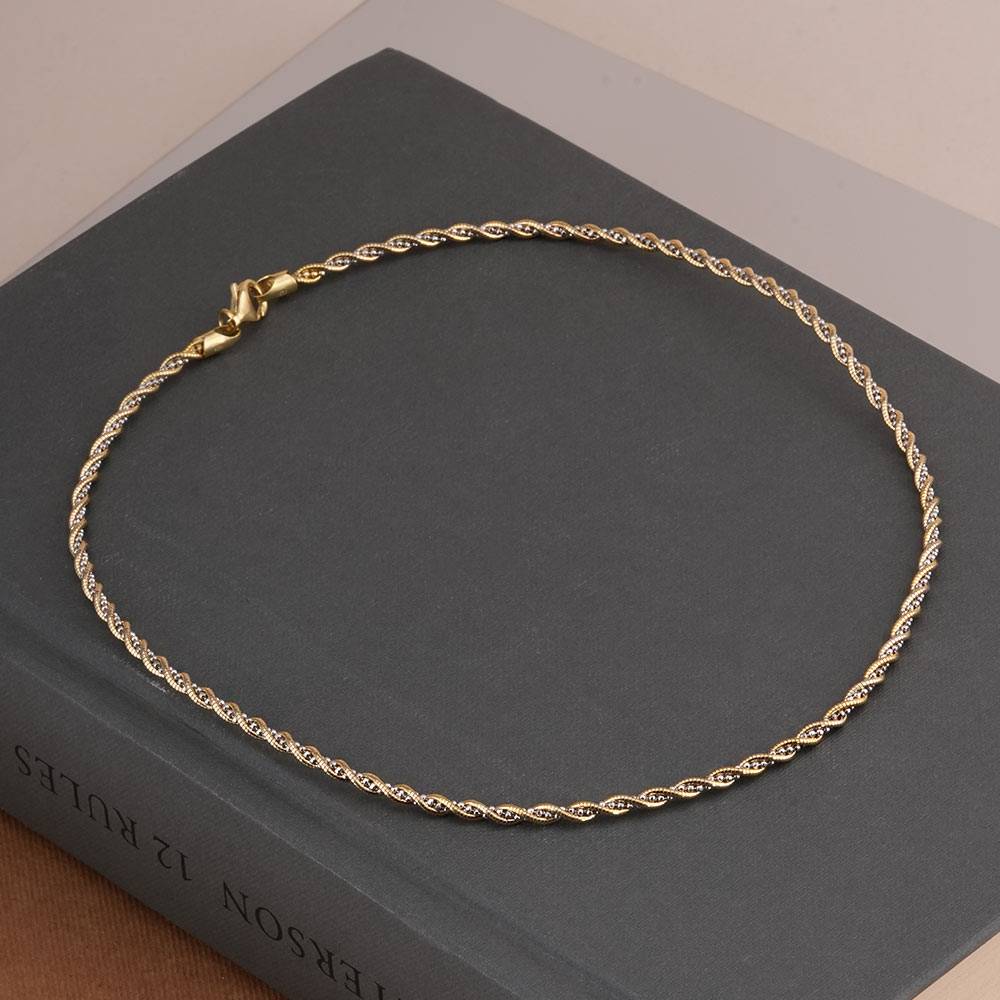 925 Sterling Silver Twisted Gold Chain Necklace : SRWNC1