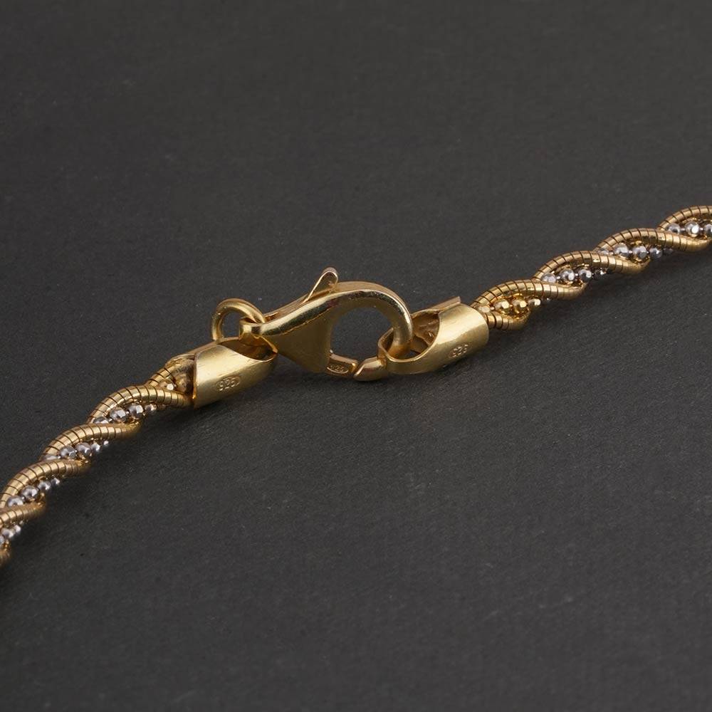 925 Sterling Silver Twisted Gold Chain Necklace : SRWNC1