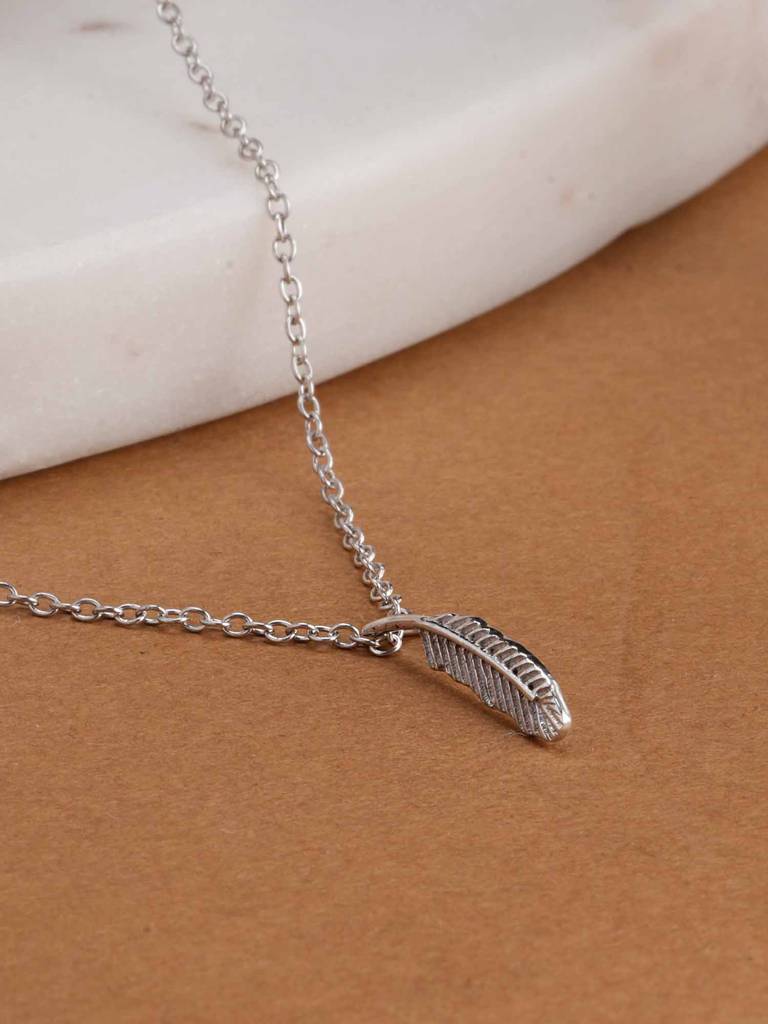 925 Sterling Silver Spirit Feather Necklace : SRWNC21