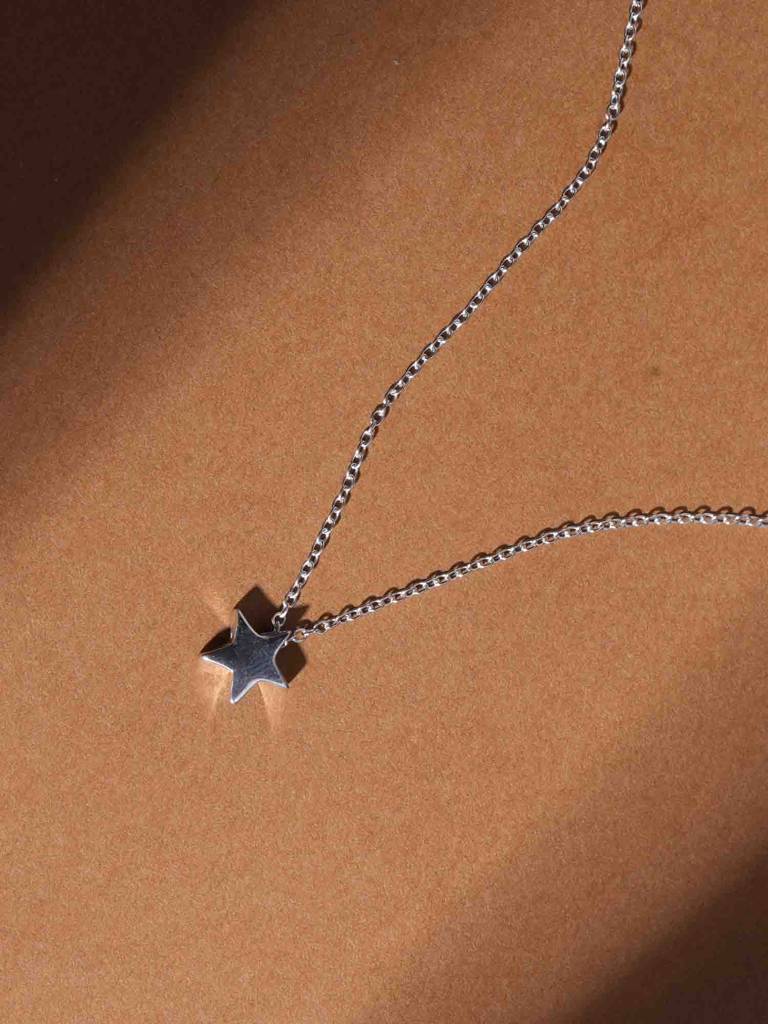 925 Sterling Silver Minimalist Star Necklace : SRWNC23