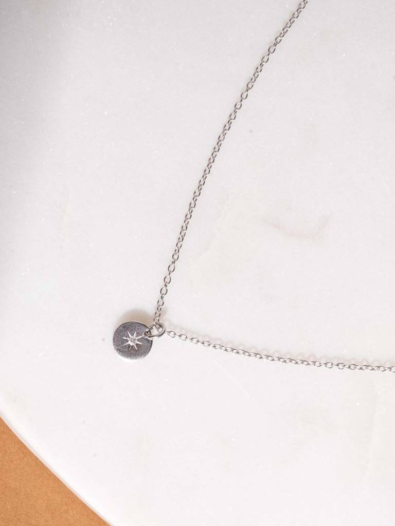 925 Sterling Silver Compass Star Necklace : SRWNC24