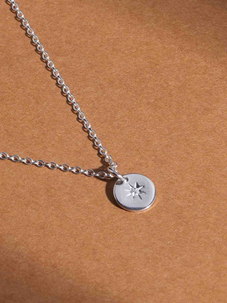 925 Sterling Silver Compass Star Necklace : SRWNC24