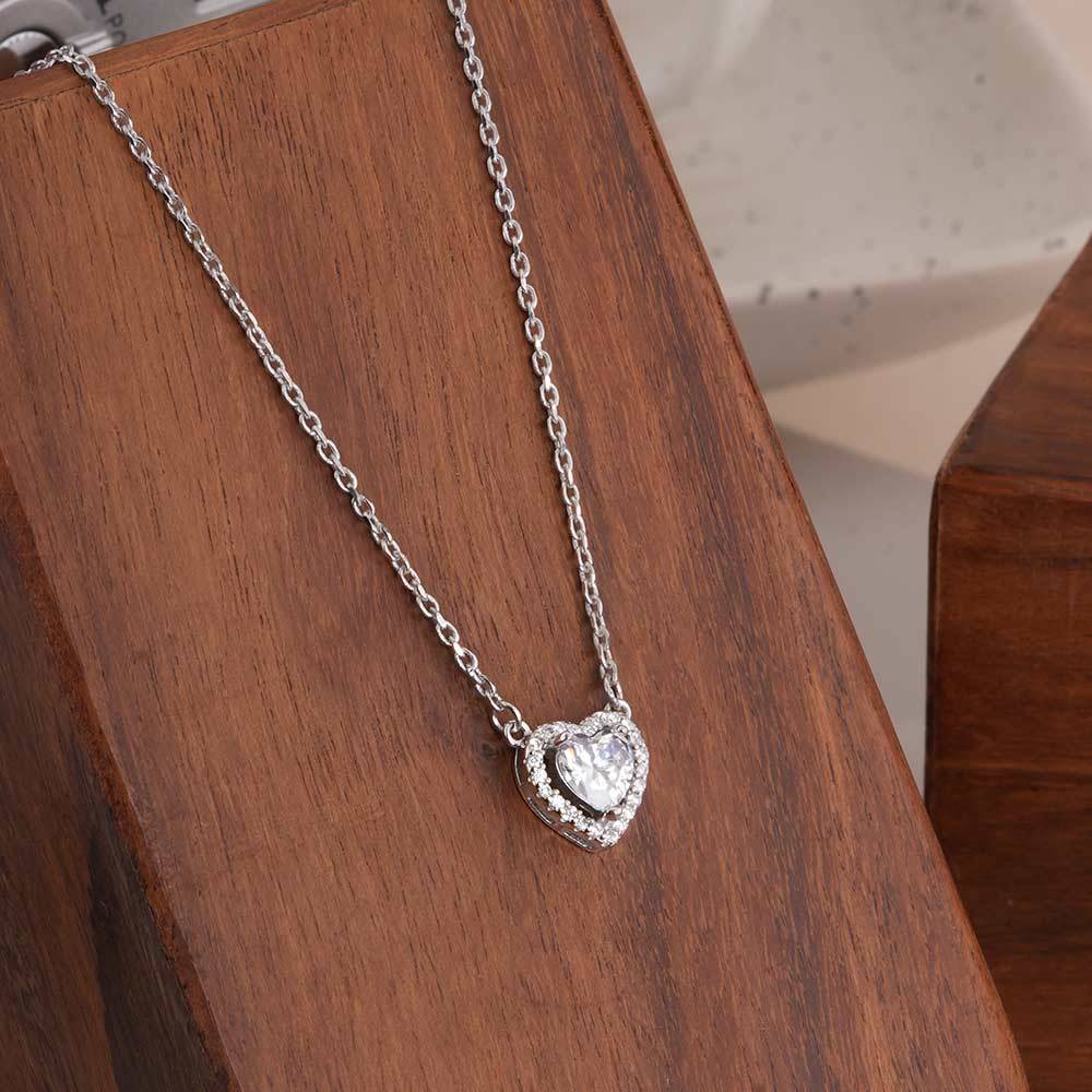 925 Sterling Silver Diamond Heart Necklace : SRWNC2