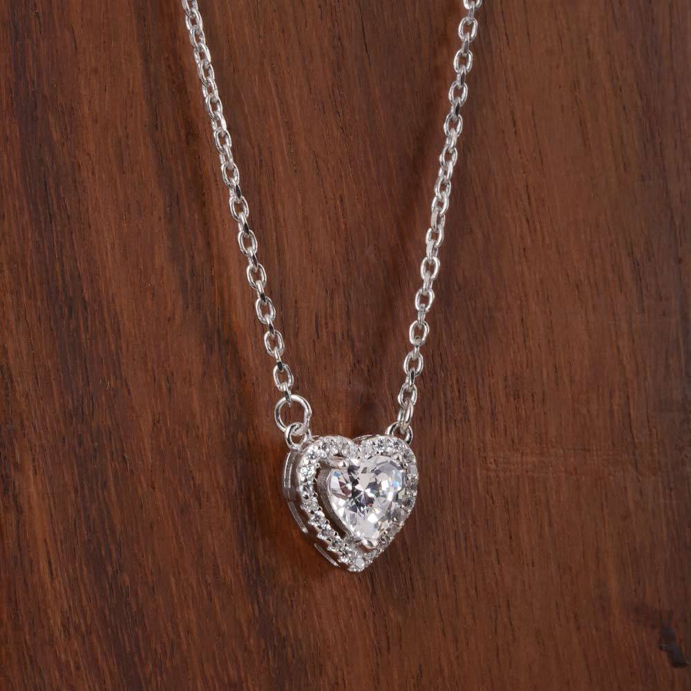 925 Sterling Silver Diamond Heart Necklace : SRWNC2