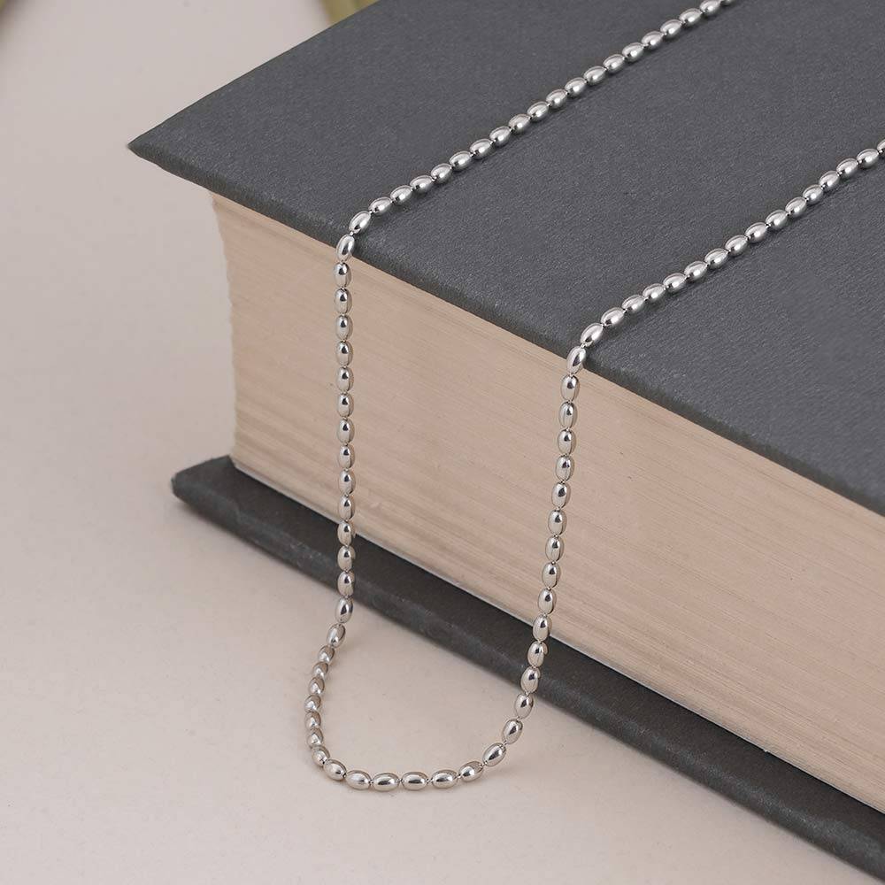 925 Sterling Silver Oval Beads Chain : SRWNC33
