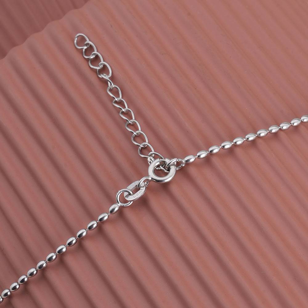 925 Sterling Silver Oval Beads Chain : SRWNC33