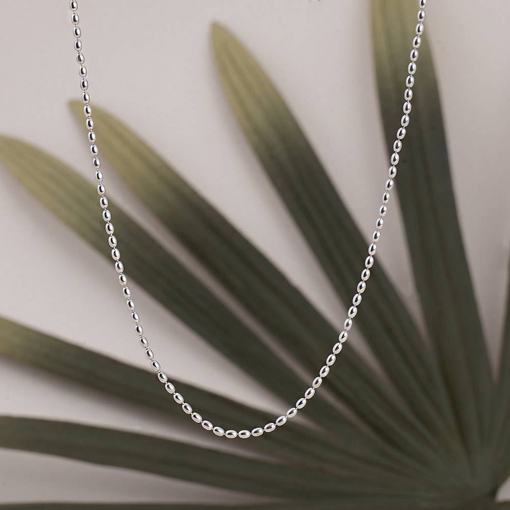925 Sterling Silver Oval Beads Chain : SRWNC33