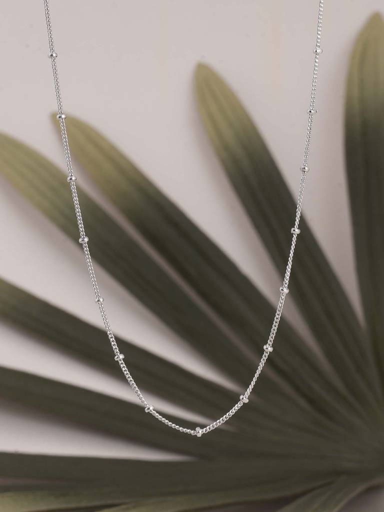 925 Sterling Silver Silver Bead Chain : SRWNC34