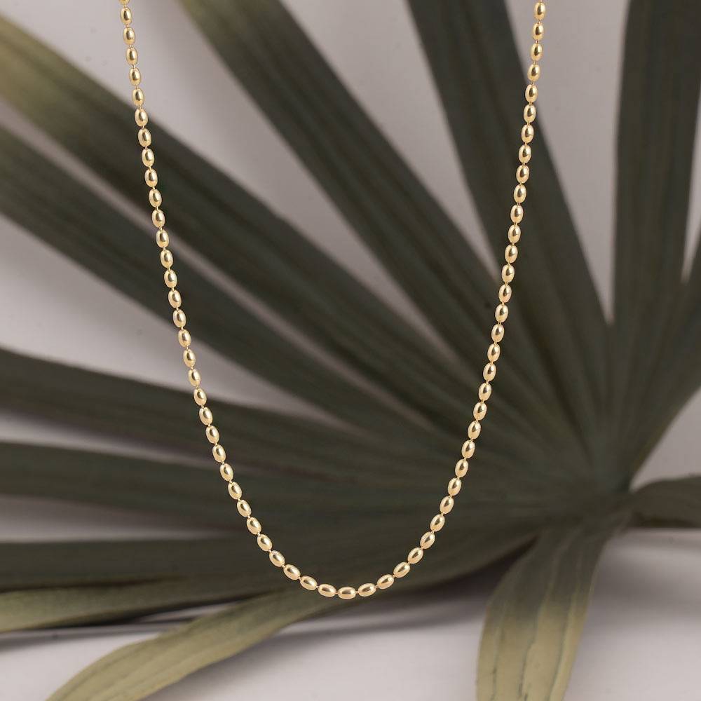 925 Sterling Silver Oval Beads Chain : SRWNC37