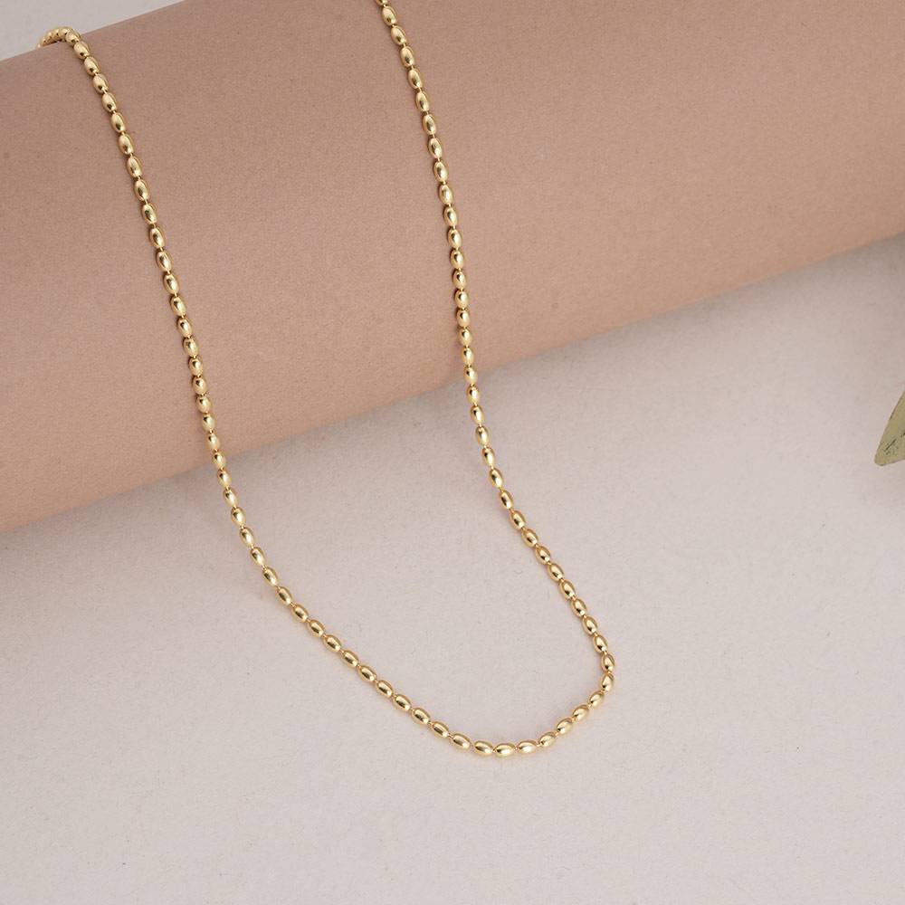 925 Sterling Silver Oval Beads Chain : SRWNC37