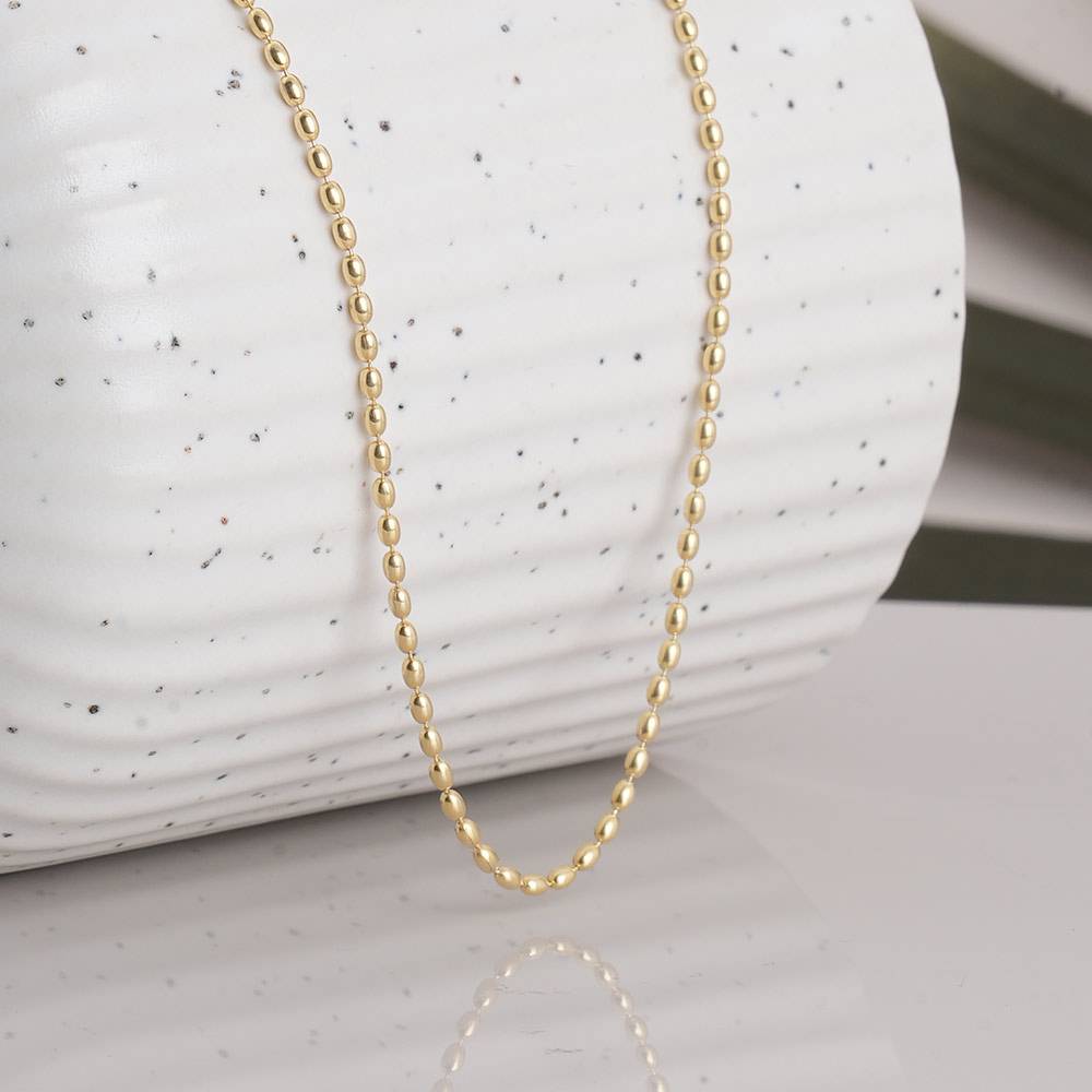 925 Sterling Silver Oval Beads Chain : SRWNC37