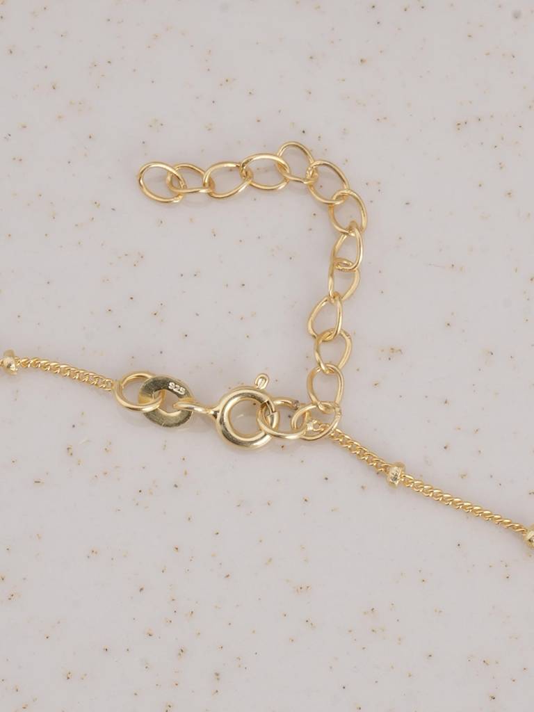 925 Sterling Silver Gold Bead Chain : SRWNC38