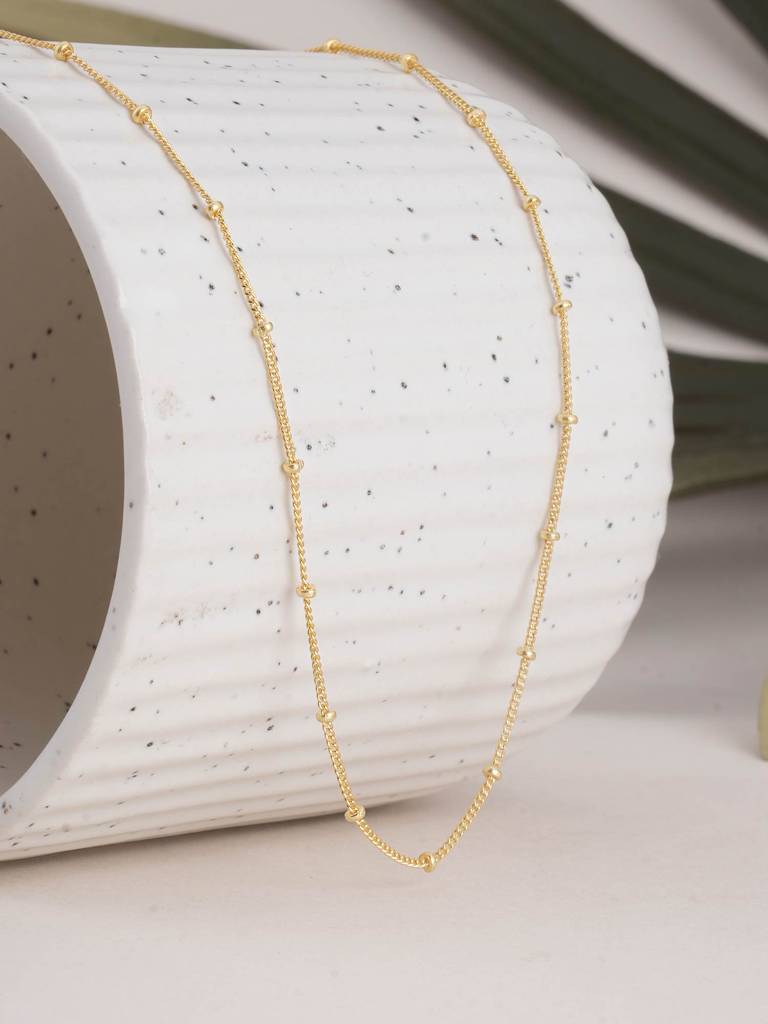 925 Sterling Silver Gold Bead Chain : SRWNC38