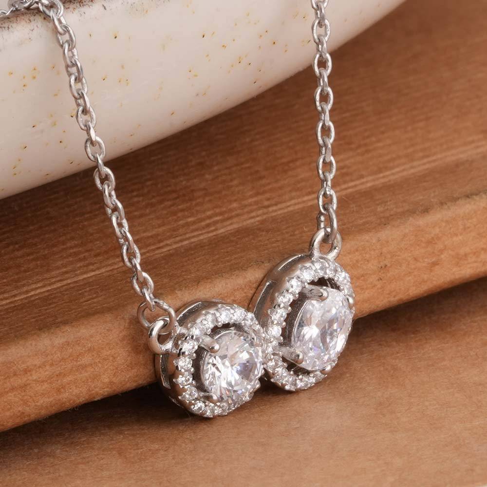 925 Sterling Silver Double Gem Necklace : SRWNC4