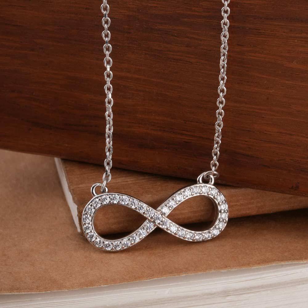 925 Sterling Silver Crystal Infinity Necklace : SRWNC6