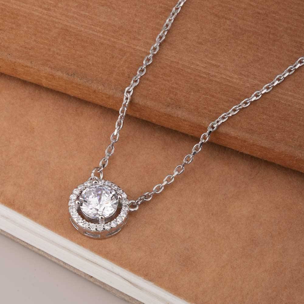 925 Sterling Silver Crystal Circle Pendant Necklace : SRWNC7