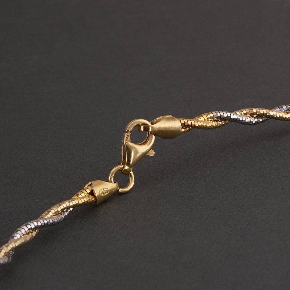925 Sterling Silver Two-Tone Twisted Necklace : SRWNC8