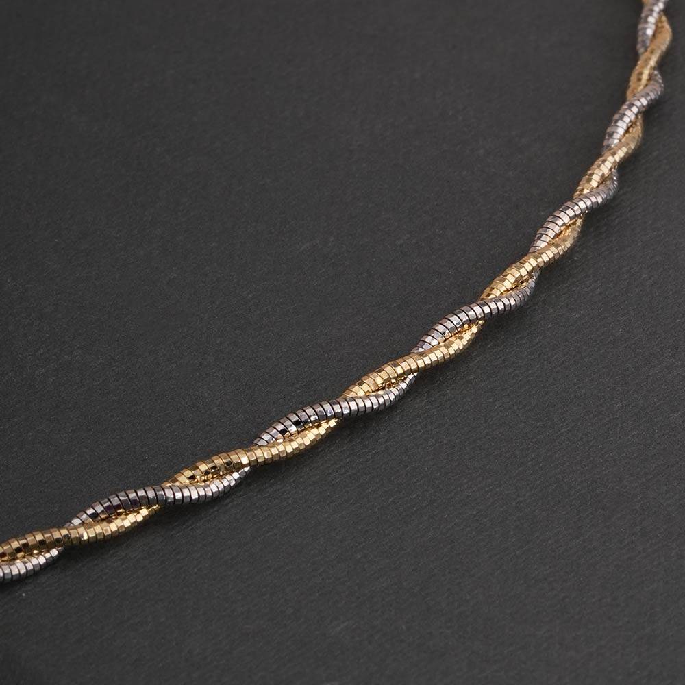 925 Sterling Silver Two-Tone Twisted Necklace : SRWNC8