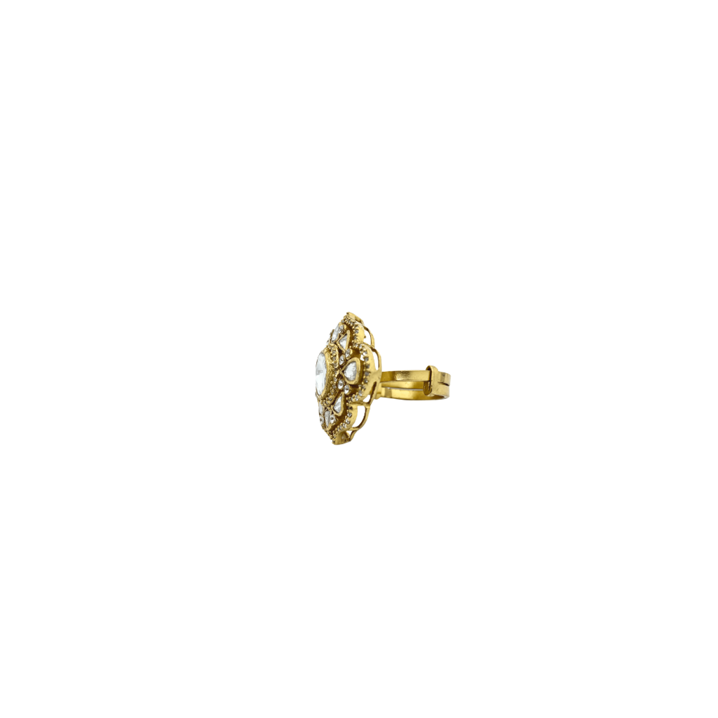 Silver Auric Petal Ring In Rose Gold : SS083