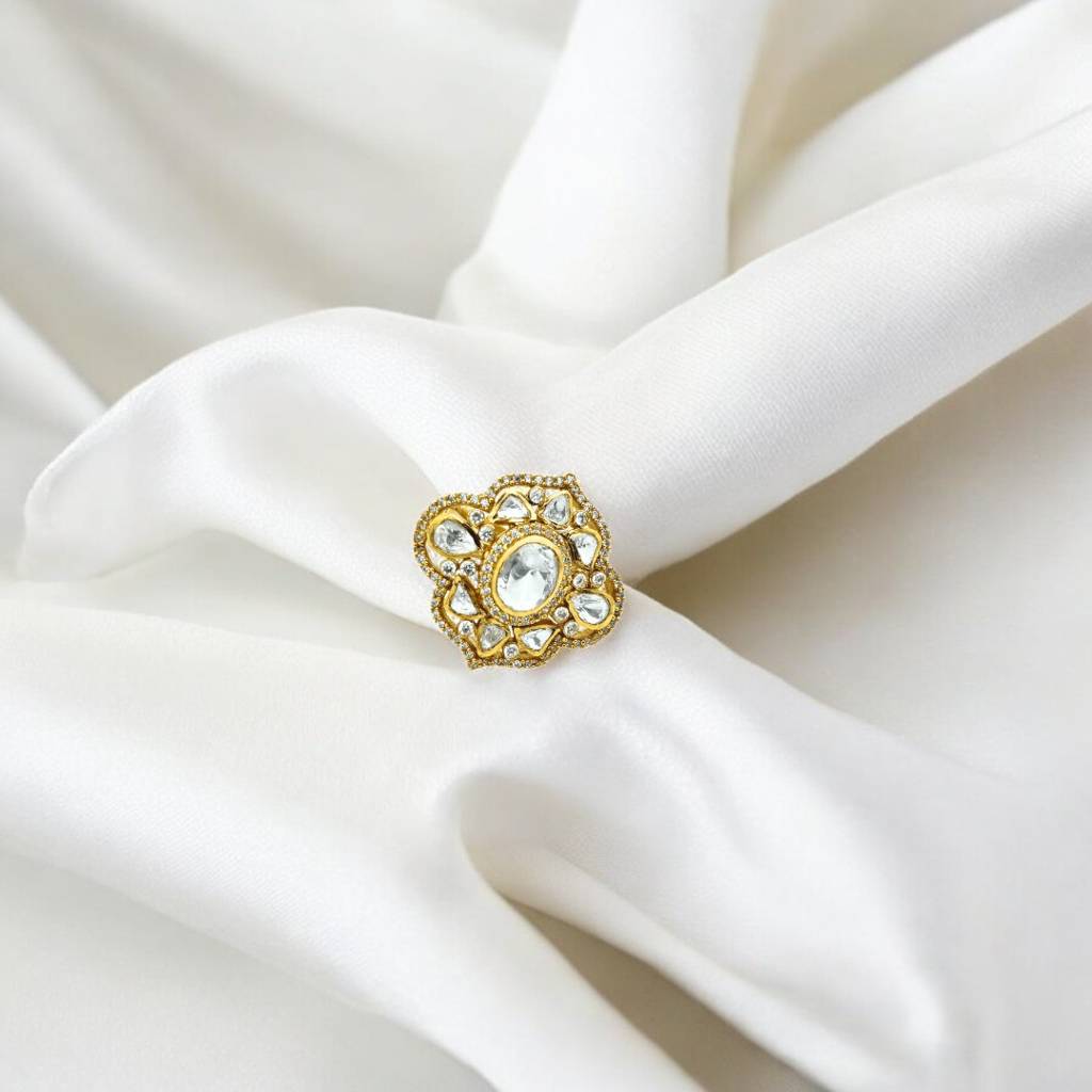 Silver Auric Petal Ring In Rose Gold : SS083