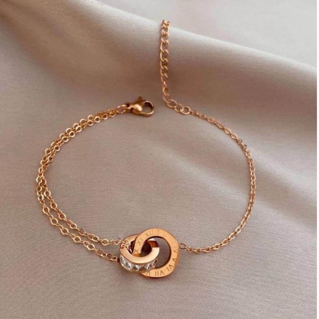 Linked Grace Circle Chain Layered Bracelet : SSBR8