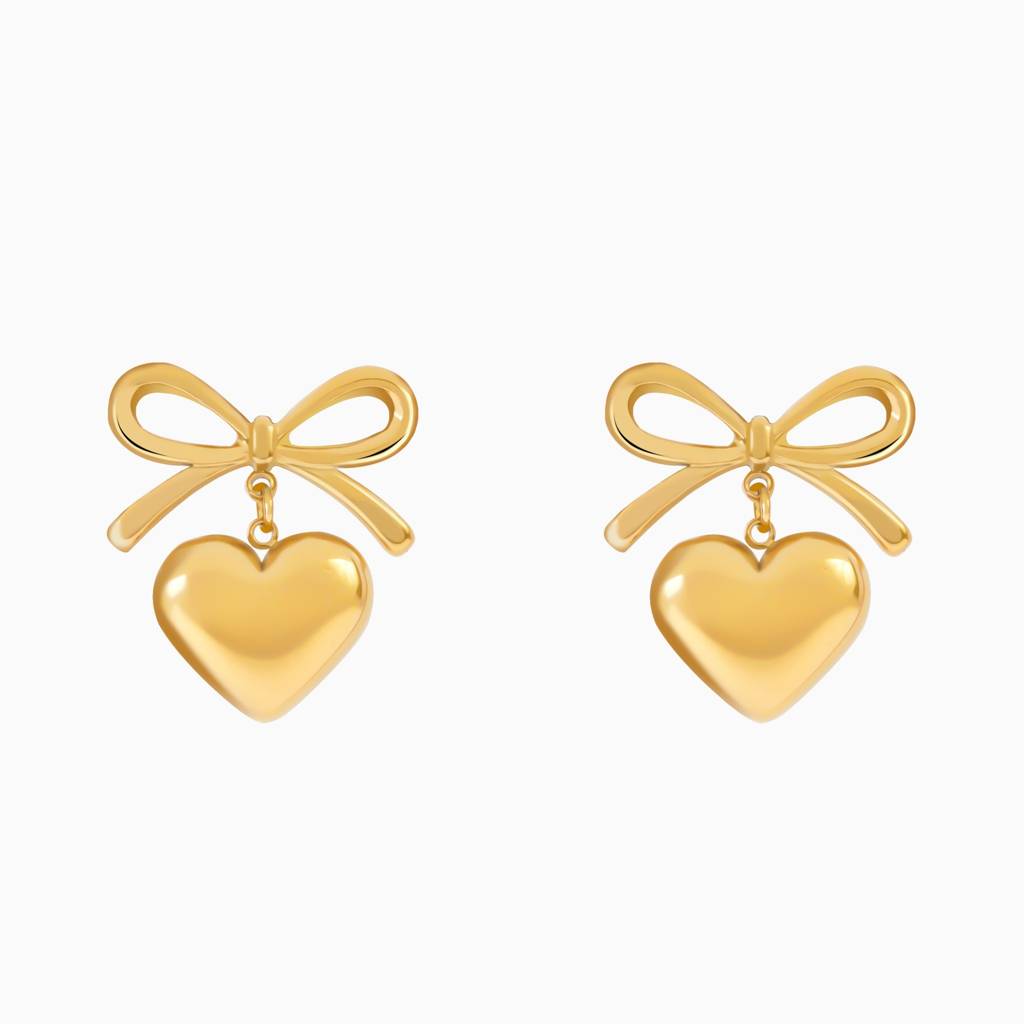Wrapped With Love Heart Bow Earrings : SSER15