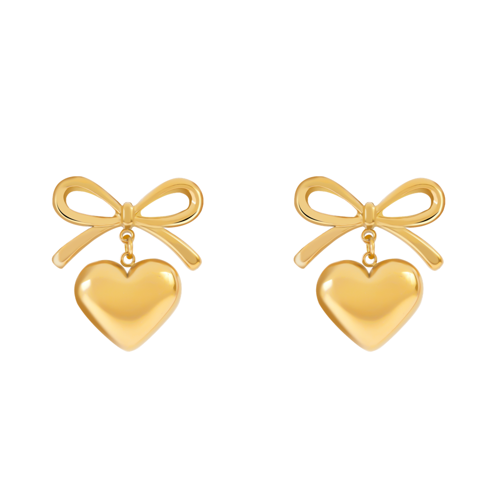 Wrapped With Love Heart Bow Earrings : SSER15