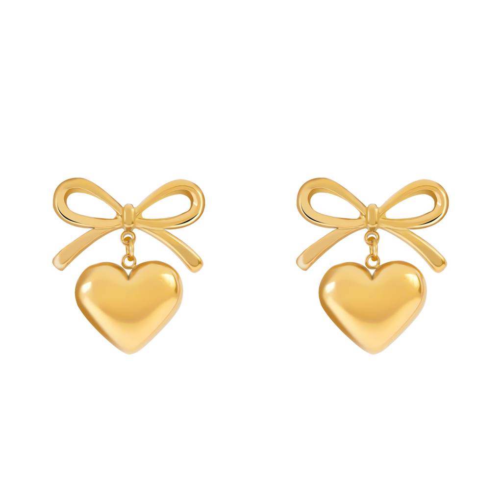 Wrapped With Love Heart Bow Earrings : SSER15
