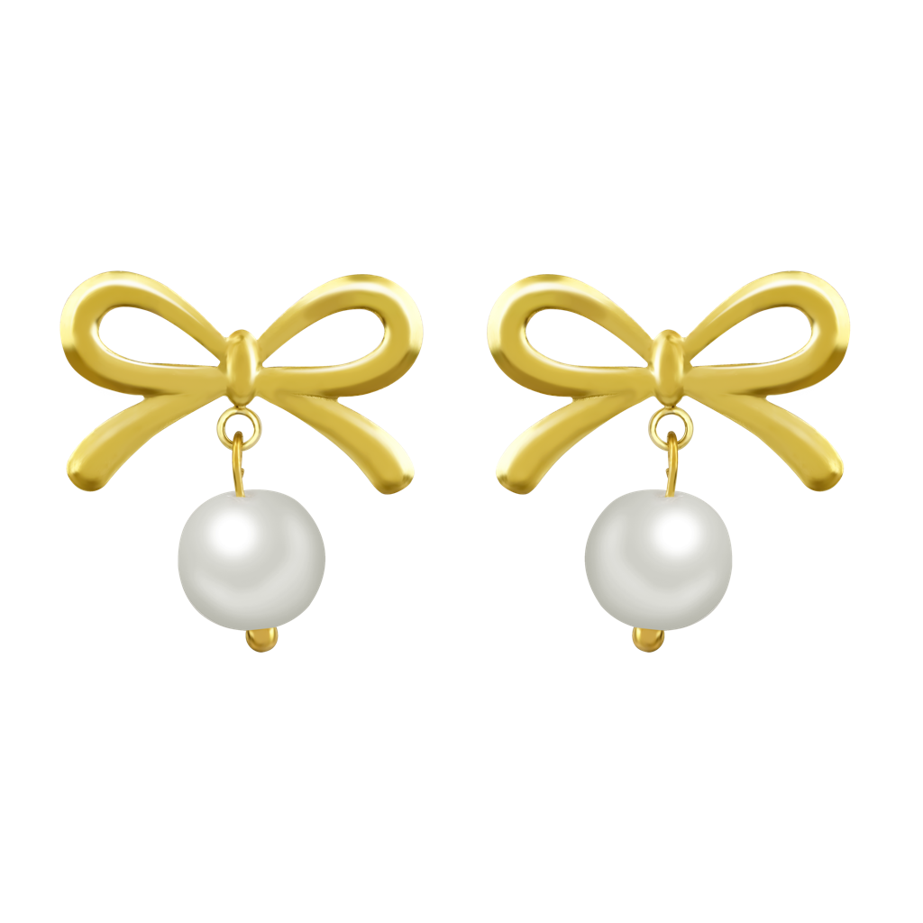 Poised Grace Pearl Bow Hoop Earrings : SSER22
