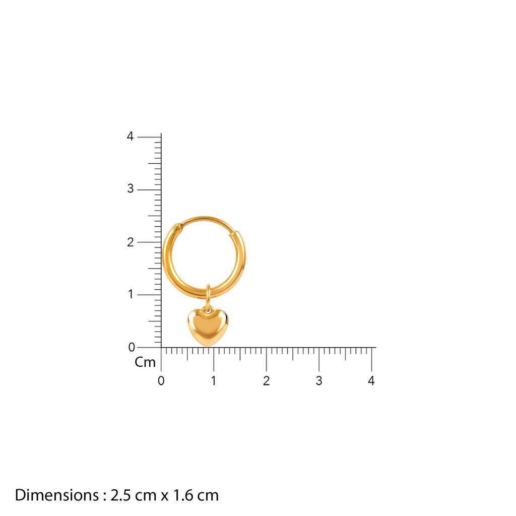 Golden Embrace Â 18K Gold Plated Heart Drop Huggie Earrings : SSER46