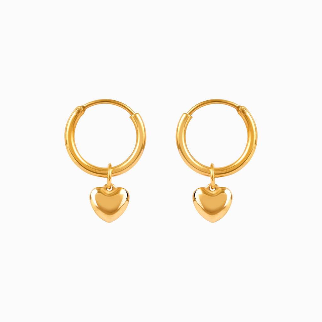 Golden Embrace Â 18K Gold Plated Heart Drop Huggie Earrings : SSER46