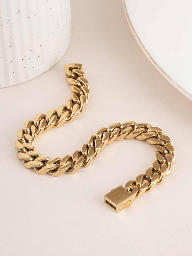 Classic Cuban Link Gold Men'S Bracelet For Men : SSMBR0304