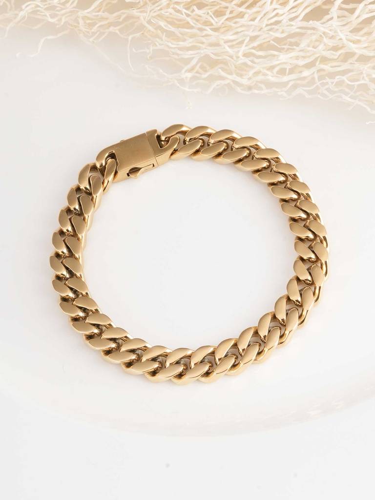 Classic Cuban Link Gold Men'S Bracelet For Men : SSMBR0304