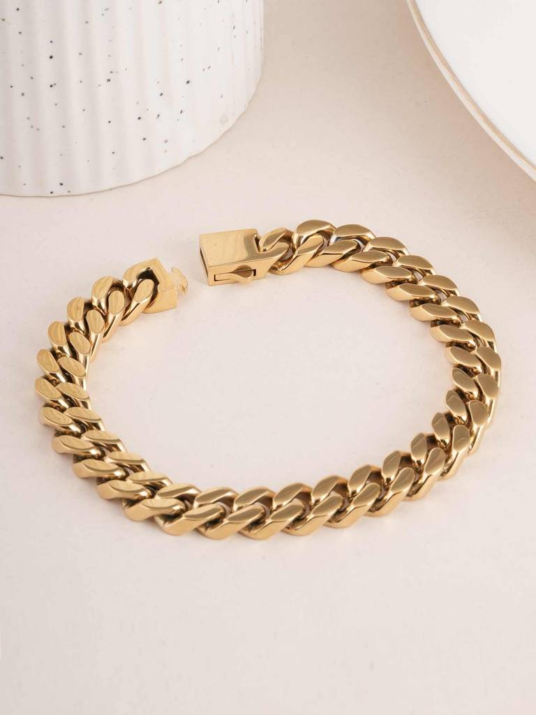 Classic Cuban Link Gold Men'S Bracelet For Men : SSMBR0304