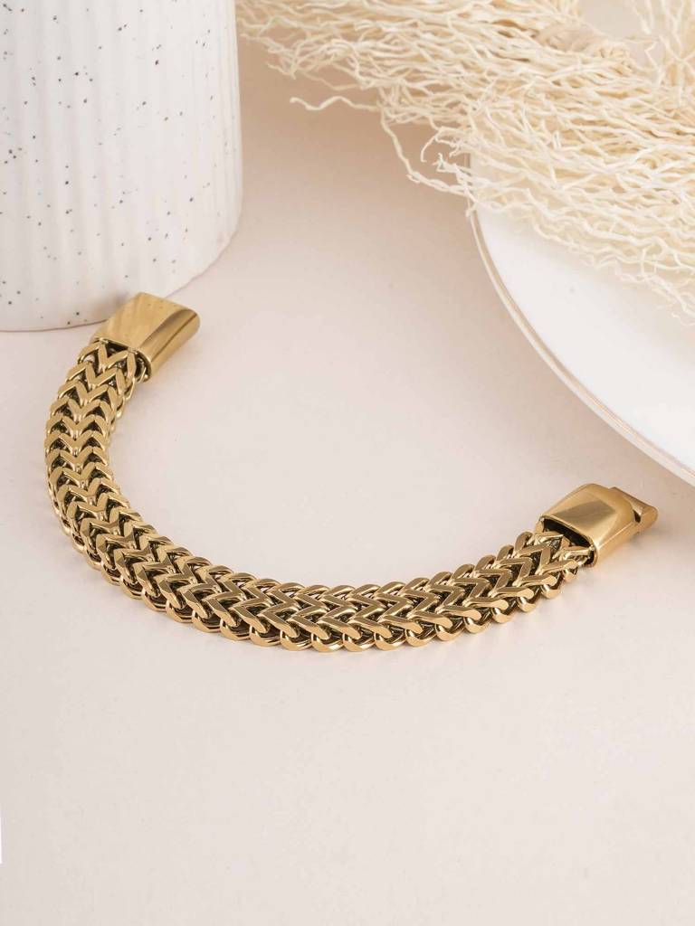 Statement Interwoven Gold Men'S Bracelet For Men : SSMBR0305