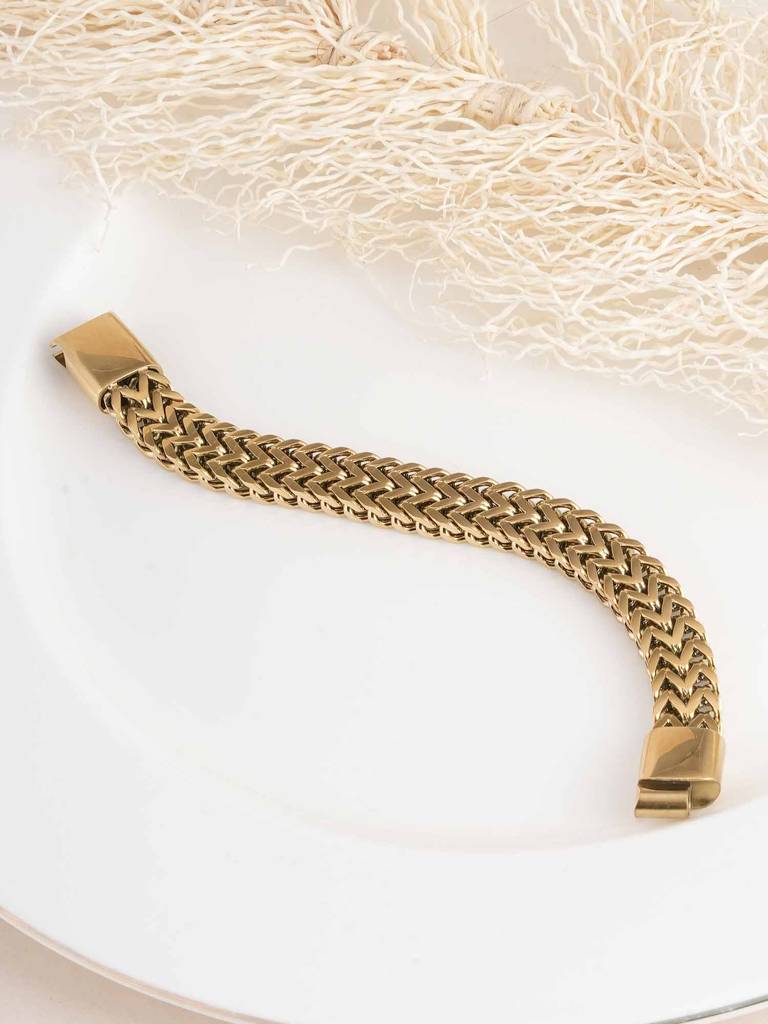 Statement Interwoven Gold Men'S Bracelet For Men : SSMBR0305