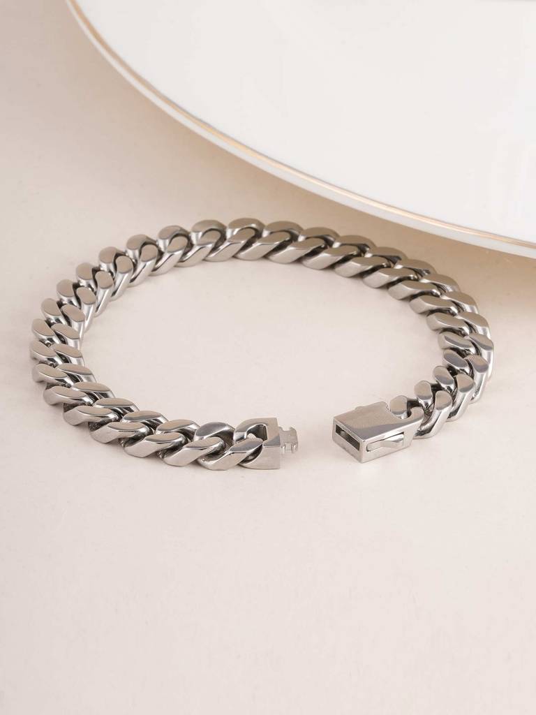 Classic Cuban Link Silver Men'S Bracelet For Men : SSMBR0307