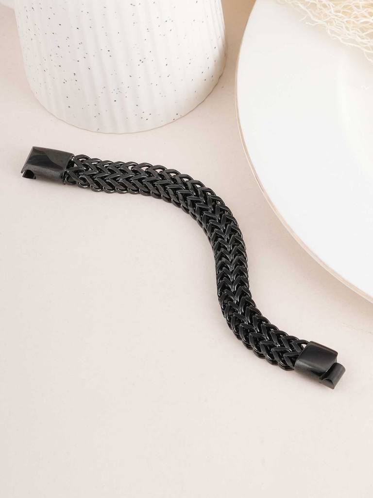 Classic Cuban Link Black Men'S Bracelet For Men : SSMBR0308