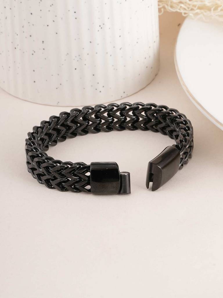 Classic Cuban Link Black Men'S Bracelet For Men : SSMBR0308