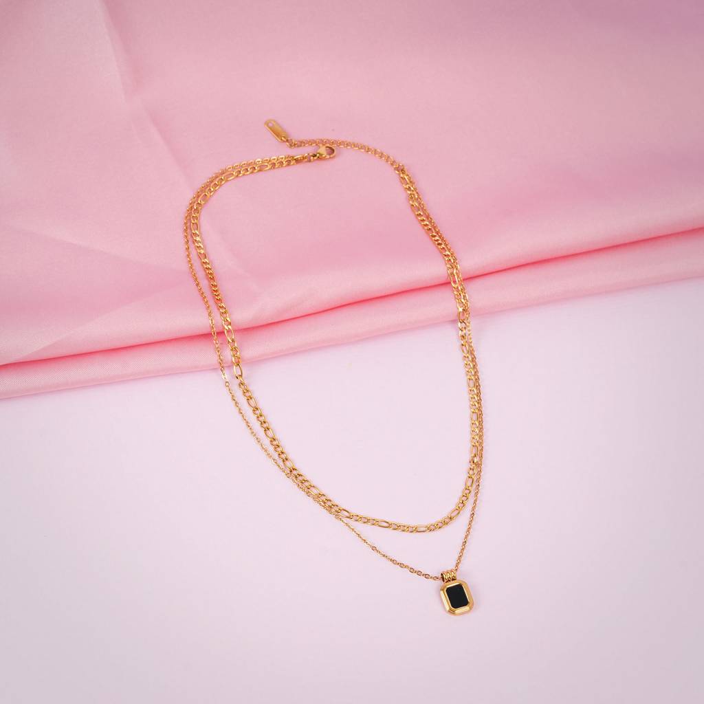 Black Onyx Double Layered Necklace : SSNC21