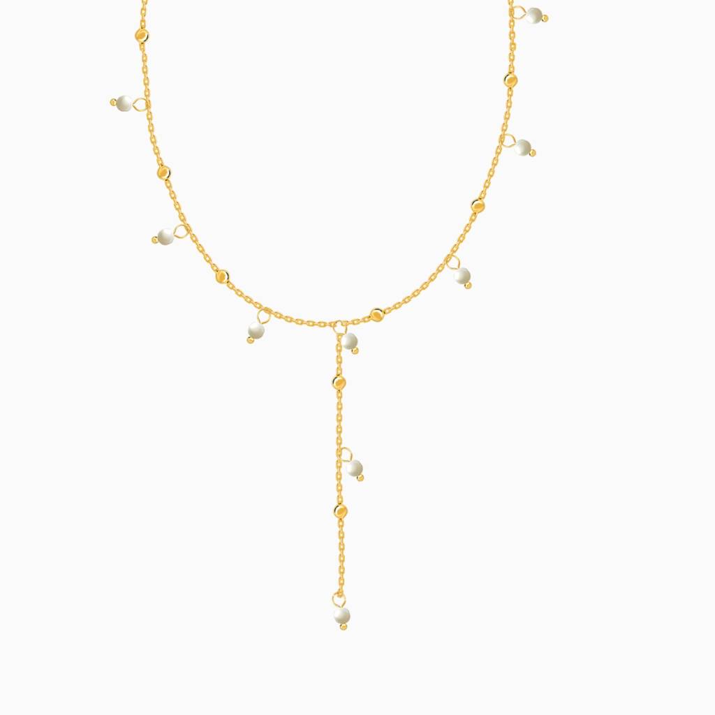 Pearl Satellite Dainty Chain Tassel Necklace : SSNC32
