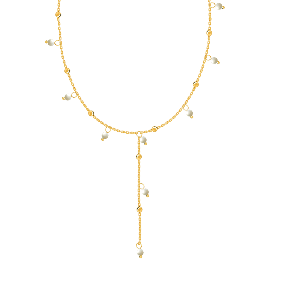 Pearl Satellite Dainty Chain Tassel Necklace : SSNC32