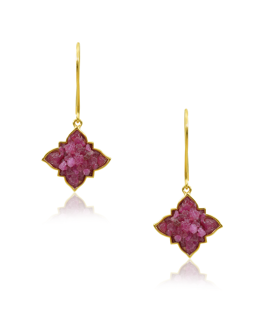 Natural Ruby Earrings - Manik Latkan : NH-ERR-04-RB