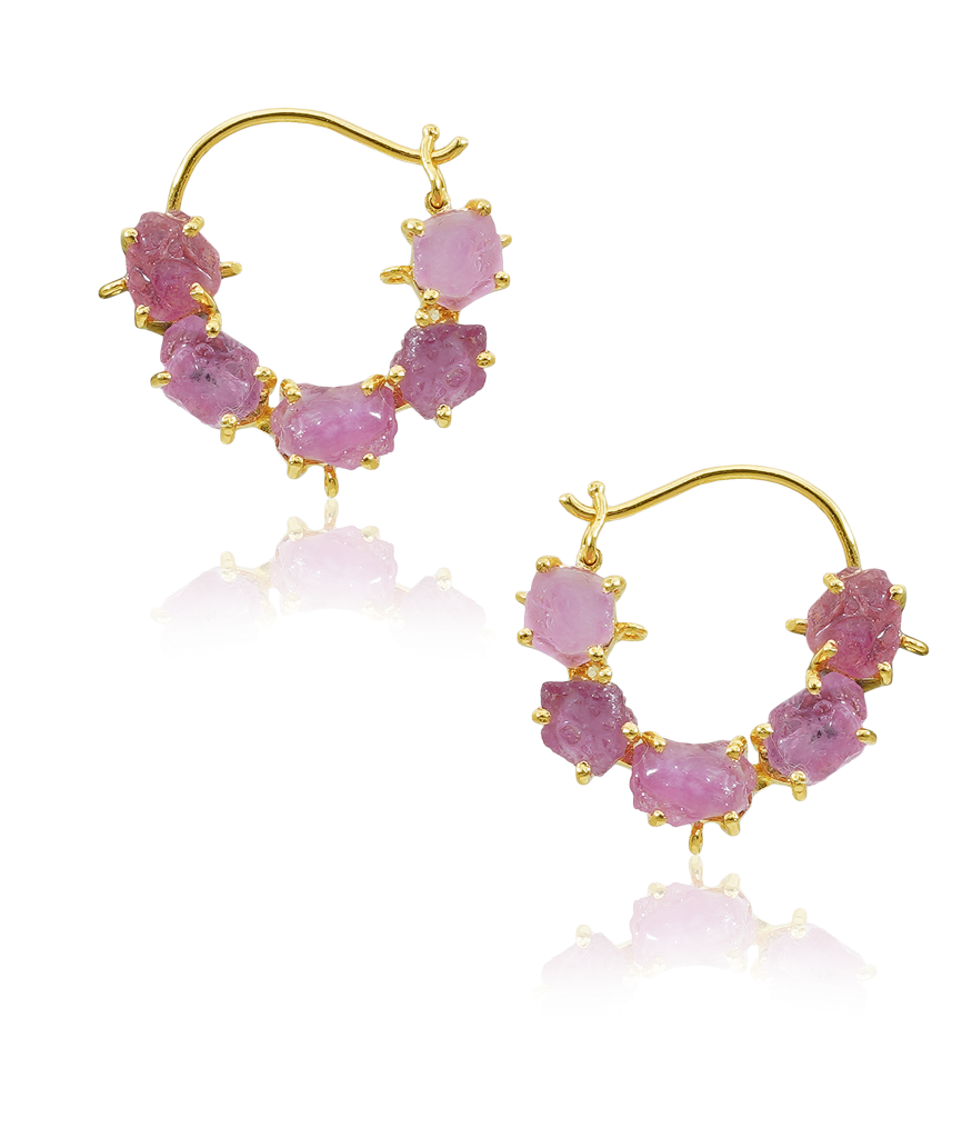 Natural Ruby Multistone Earrings- Baalis : NH-ERR-14-RB-BLI